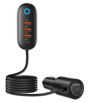 USAMS car charger CC161, cigarette lighter socket/4x ports 156W, black