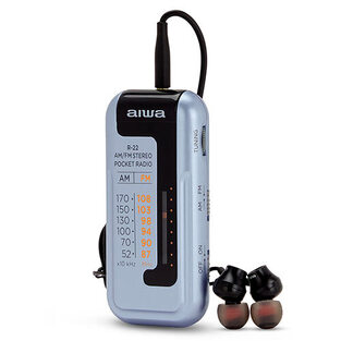 AIWA MINI POCKET RADIO WITH EARPHONES SILVER  R-22SL