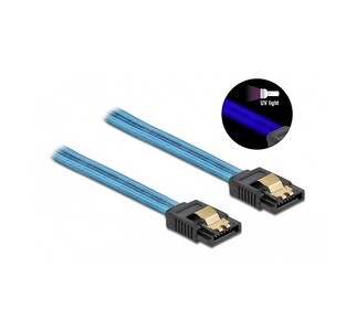 POWERTECH Cable SATA III 7pin CAB-W037, with UV coating, 0.7m, blue