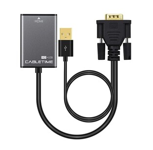 CABLETIME HDMI to VGA & USB AV582 Adapter, 1080p, 0.15m, Black