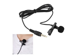 POWERTECH 3.5mm cable with integrated clip-on microphone, 1.5m