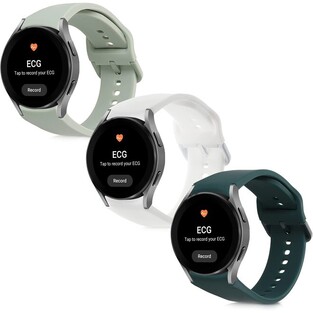 KW Silicone Strap Samsung Galaxy Watch 4 / Classic 4 - 3 Pieces - Dark Green / Pastel Green / White