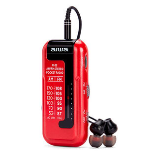 AIWA MINI POCKET RADIO WITH EARPHONES RED  R-22RD