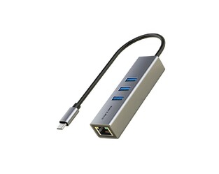 CABLETIME USB-C hub CT-CMLU3, RJ45 & 3x USB θύρες, 5Gbps, 1000Mbps, γκρι